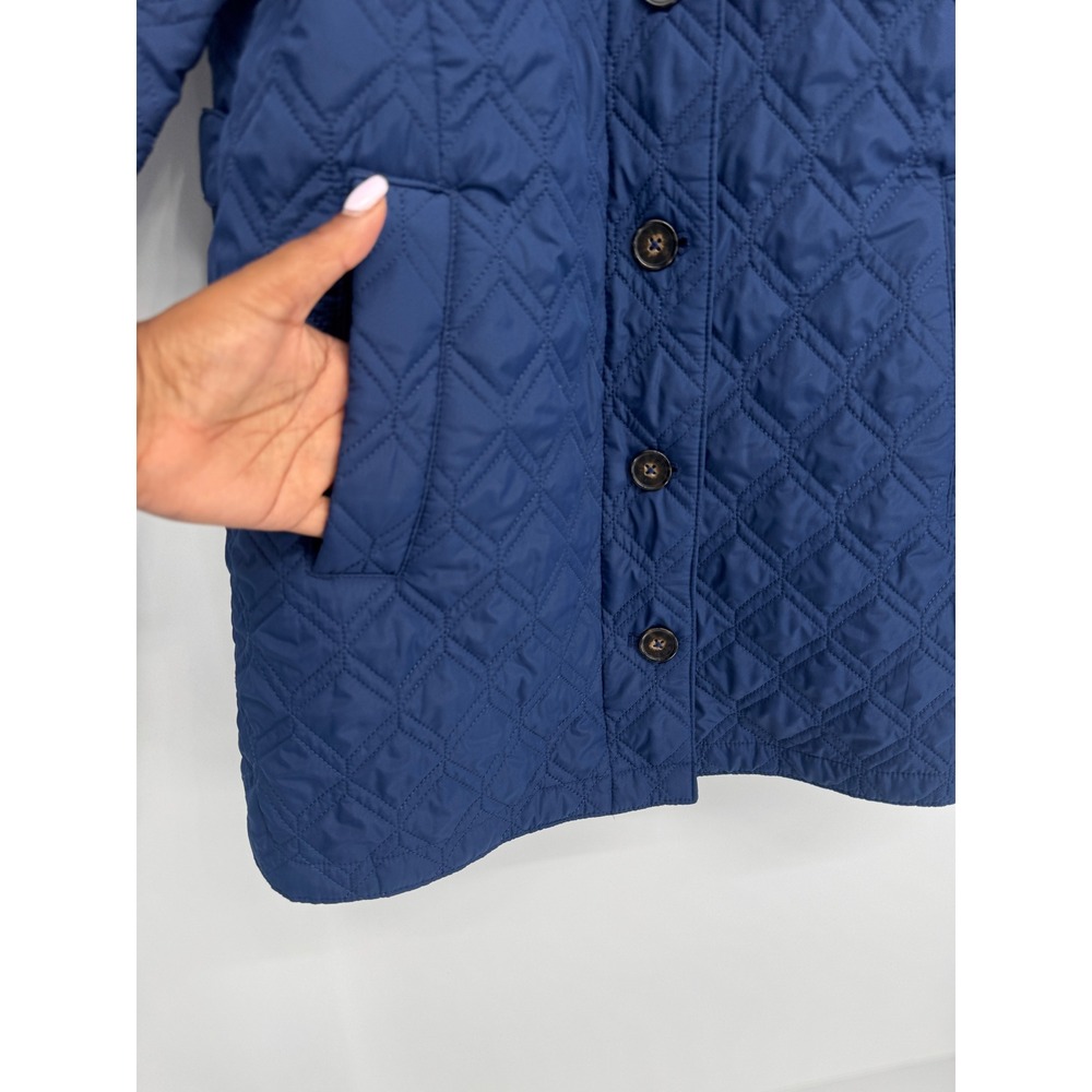 Lands End Quilted Jacket Womens S Blue Diamond Stitch Barn Coat Fall Outdoor - Picture 7 of 9